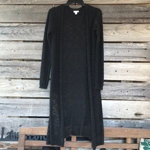 Long, calve length, knit duster sweater
